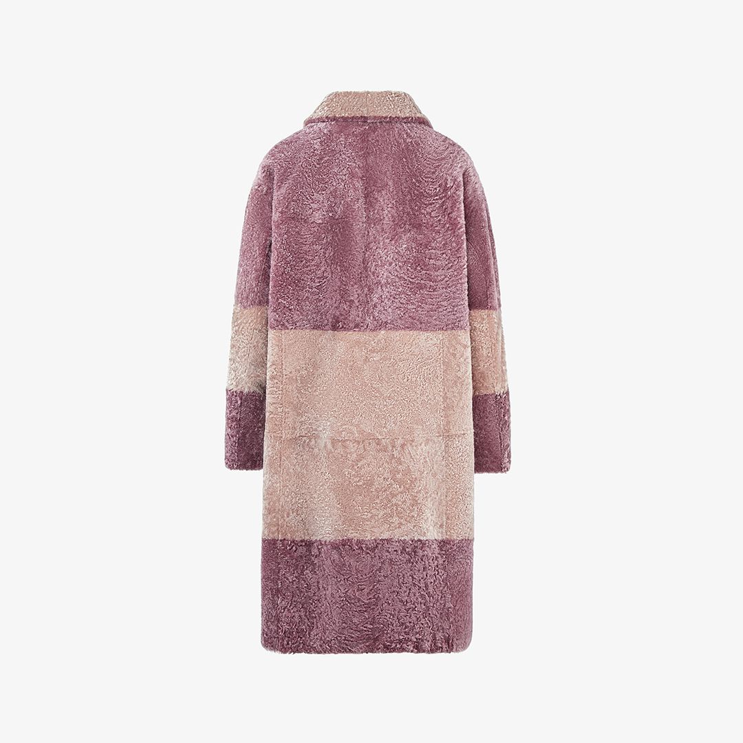 Manteau en peau de mouton rose de 100 cm