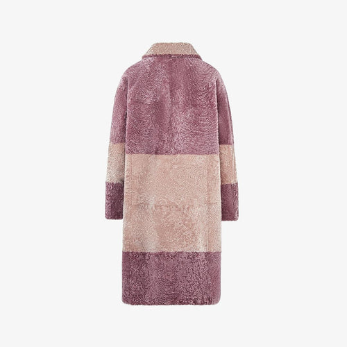 Manteau en peau de mouton rose de 100 cm