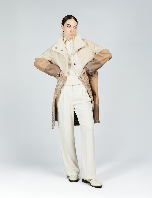 Cappotto di montone reversibile beige 100cm