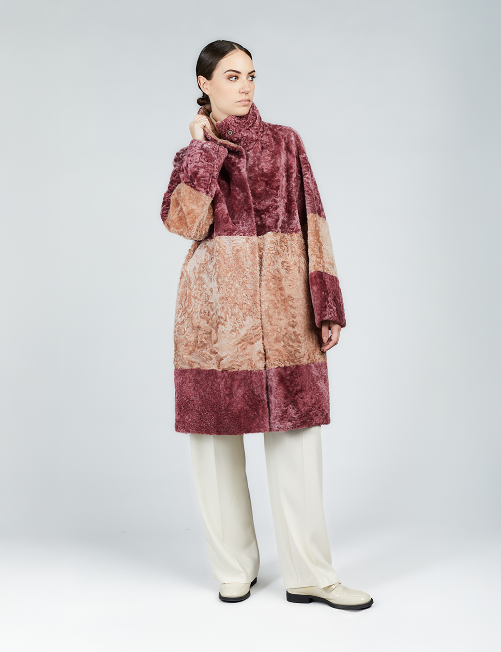 Cappotto di montone rosa 100 cm