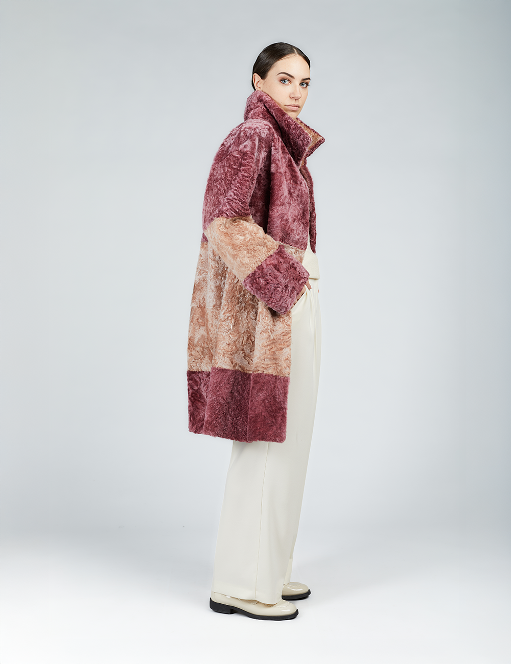Cappotto di montone rosa 100 cm
