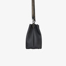 Leather shopper with snake insert and removable shoulder strap