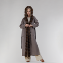 Manteau en cachemire réversible avec capuche et bordures en zibeline boue 130 cm