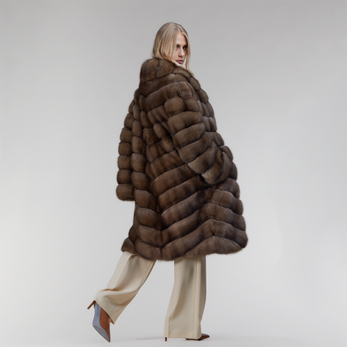 Giacca in zibellino oversized con coulisse dark 100 cm