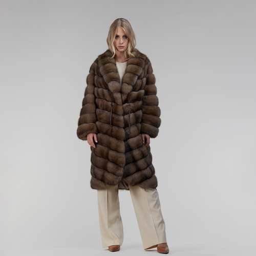 Giacca in zibellino oversized con coulisse dark 100 cm