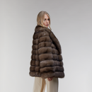 Giacca in zibellino reversibile con cashmere lavander 60 cm
