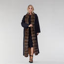 Cappotto in cashmere reversibile con bordo in zibellino nero 125 cm