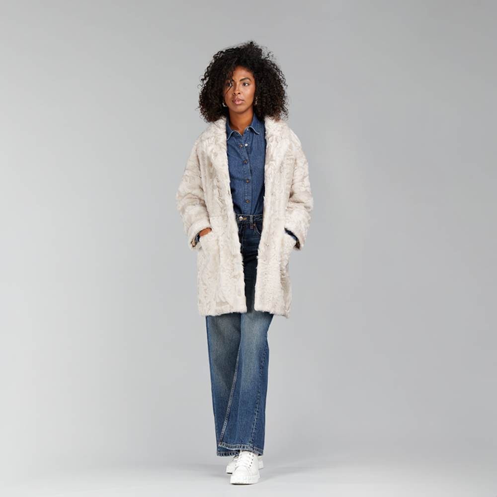 Cappotto corto in persiano ghiaccio 80 cm
