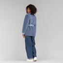 Cardigan en vison avec un travail en nid d'abeille bleu de 75cm