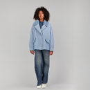 Cardigan in lama con cintura in vita azzurro 70 cm