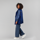 Gilet in volpe filettata blue elettrico 75cm