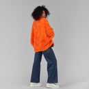 Manteau en vison avec col haut et fermeture éclair orange de 70 cm