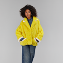 Giacca over in visone  con collo inglese pelle intera giallo 70cm