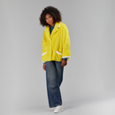 Giacca over in visone  con collo inglese pelle intera giallo 70cm