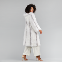 Cappotto lungo con cappuccio oversized in volpe cross bianco 110cm