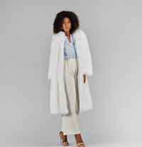Cappotto lungo oversized in volpe cross bianco 110cm