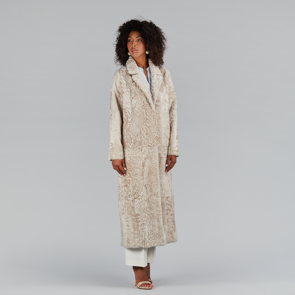 Cappotto in persiano beige 125cm