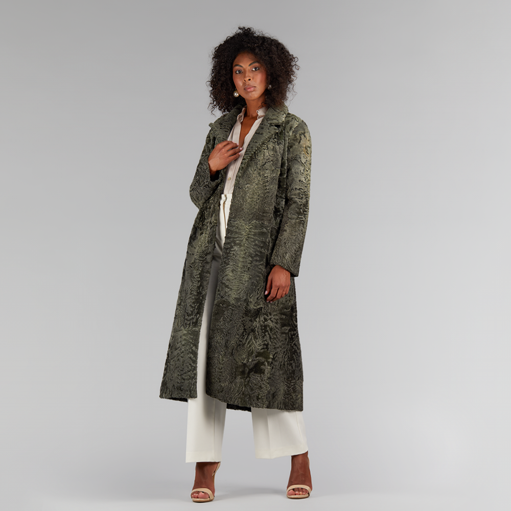 Cappotto in persiano lungo verde 125 cm