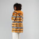 Cappotto di visone filettato reversibile a quadri cammello 85cm