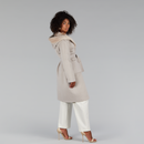 Manteau en vison fileté long réversible à carreaux beige de 105 cm