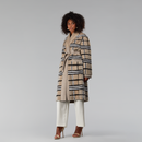 Cappotto di visone filettato lungo reversibile a quadri silver blue 105cm