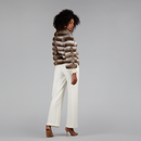 Veste courte en vison avec col haut beige de 55cm