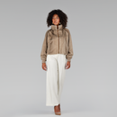 Bomber di visone con zip a pelle intera e polsini silver blue 55cm