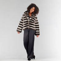 Short chinchilla jacket with natural 50 cm over collar
