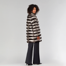 Cappotto di cincillà al ginocchio naturale 90cm