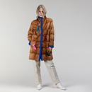 Cappotto in visone con intarsi fantasia decolorato 90 cm