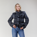 Giacca in persiano corta con collo alto grigia 55 cm