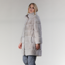 Cappotto in rex con collo alto panna 85cm