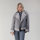 Giacca in montone biker grigio 60cm