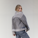 Giacca in montone biker grigio 60cm