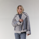 Giacca in montone biker grigio 60cm
