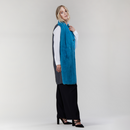 Gilet in visone con dettagli in cashmere azzurro 90 cm