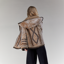 Giacca in montone reversibile con cappuccio beige 65cm