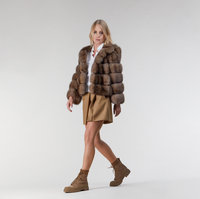Bomber en zibeline avec capuche taupe 50cm