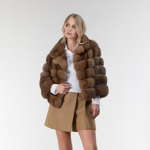 Short sable jacket with high turtleneck, 50cm.