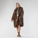 Cappotto al ginocchio di zibellino tortora 100cm