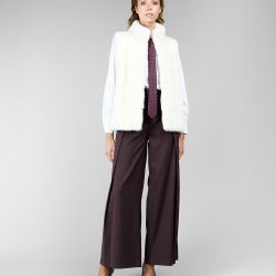 Gilet in visone, bianco, 60 cm