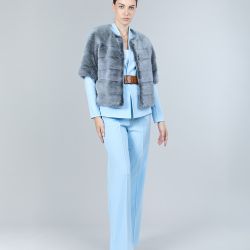 Giacca corta in visone, maniche al gomito, alaska, 50 cm