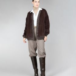 Cardigan en vison, demi-buff, 70 cm