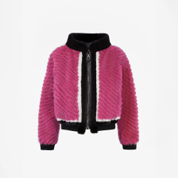 Bomber in visone filettatto con chiusura a zip fucsia 50 cm