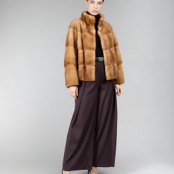 Giacca di visone, collo alto, decolorato, 60 cm