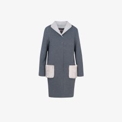 Manteau en cachemire avec poches en vison gris de 90 cm