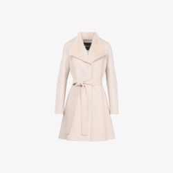 Cashmere coat with beige mink collar, 90 cm long.