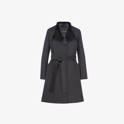 Cappotto in cashmere con collo in visone nero 90 cm
