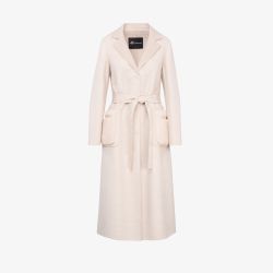 Cappotto in cashmere con tasche in visone bianco 120 cm