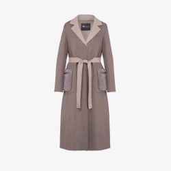 Manteau en cachemire avec poches en vison marron 120cm